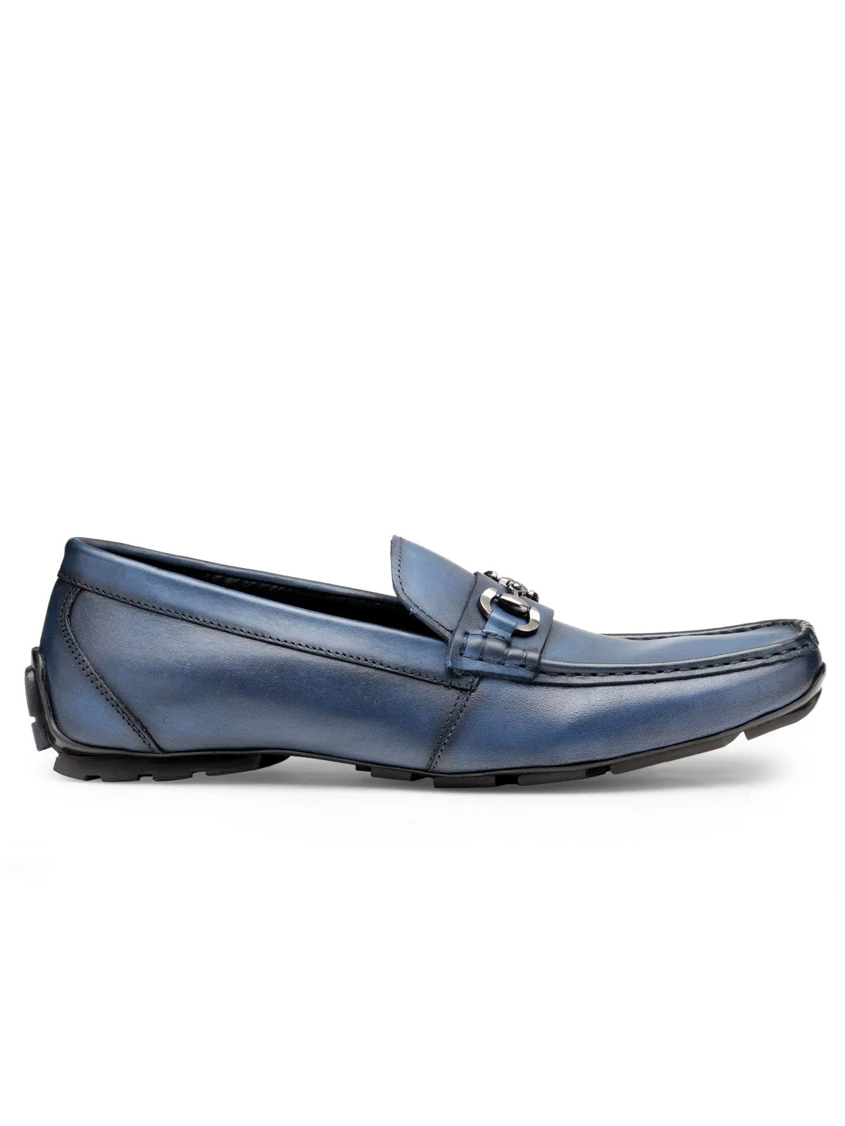 Teakwood Leather Men's Navy Blue Slip-ons Shoes