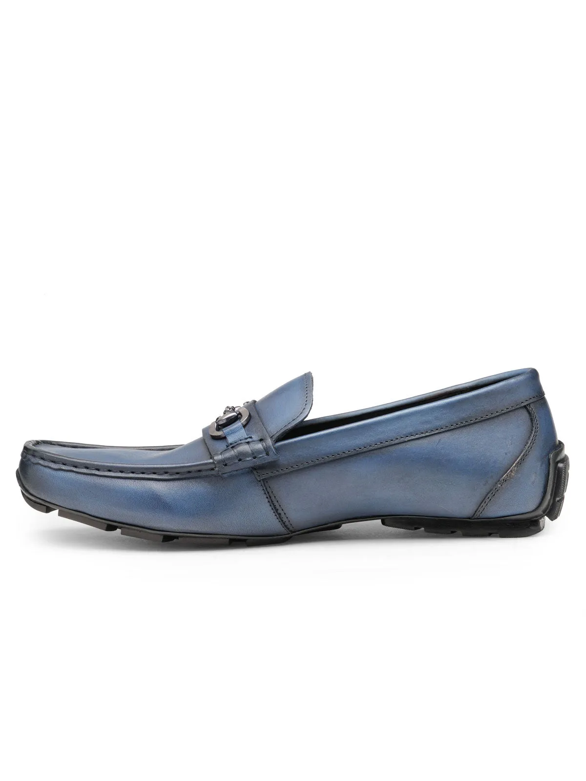 Teakwood Leather Men's Navy Blue Slip-ons Shoes