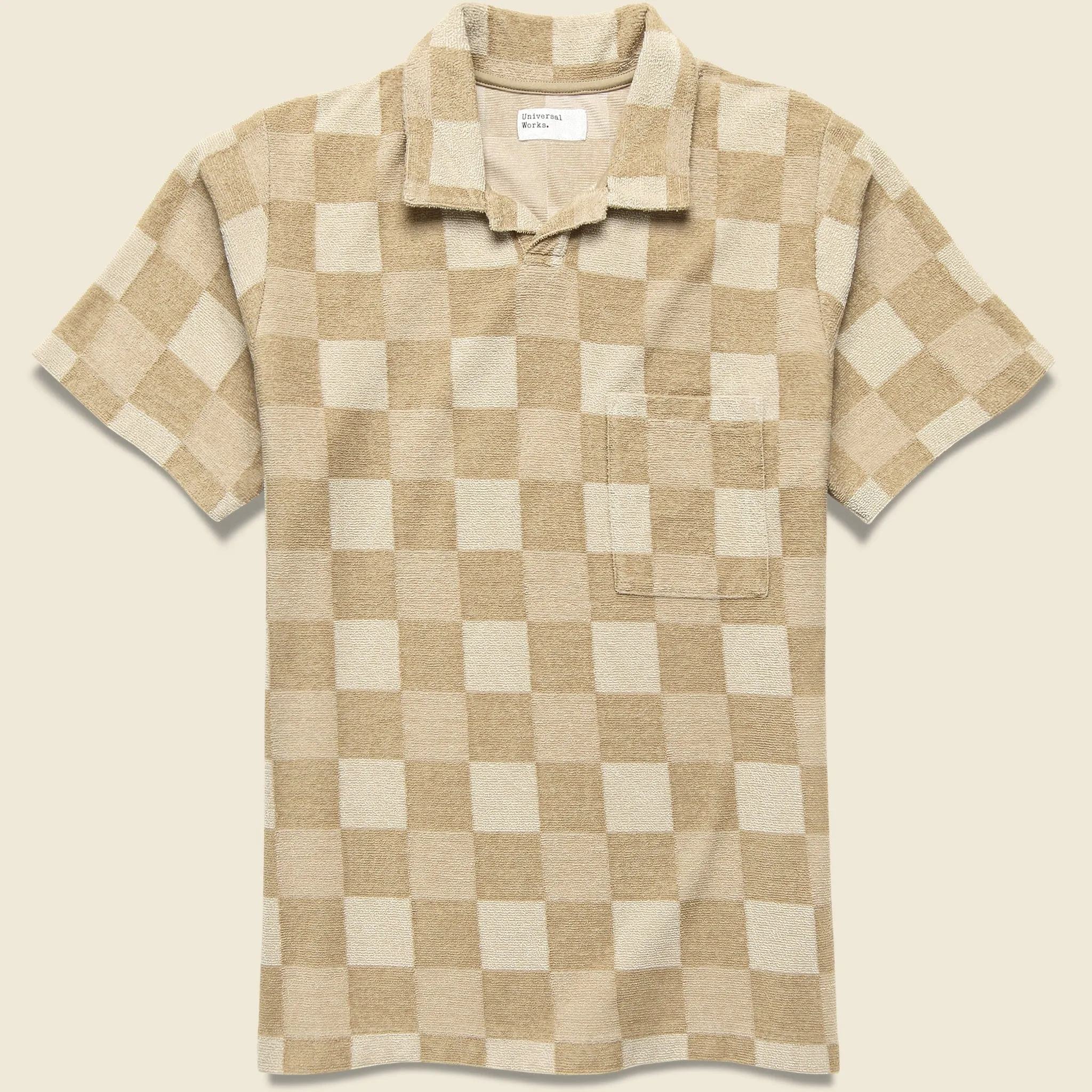 Terry Checkerboard Vacation Polo - Sand