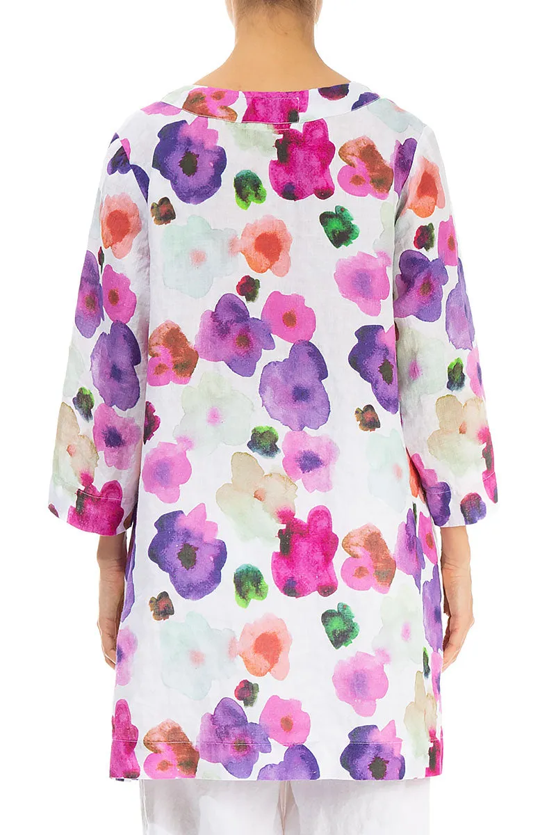 Two Pockets Blossom Linen Tunic