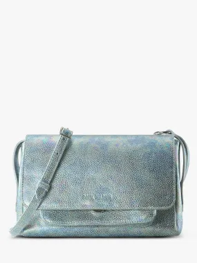 White and Holographic Leather Cross-body Bag for Women - Diane S Granite | PAUL MARIUS