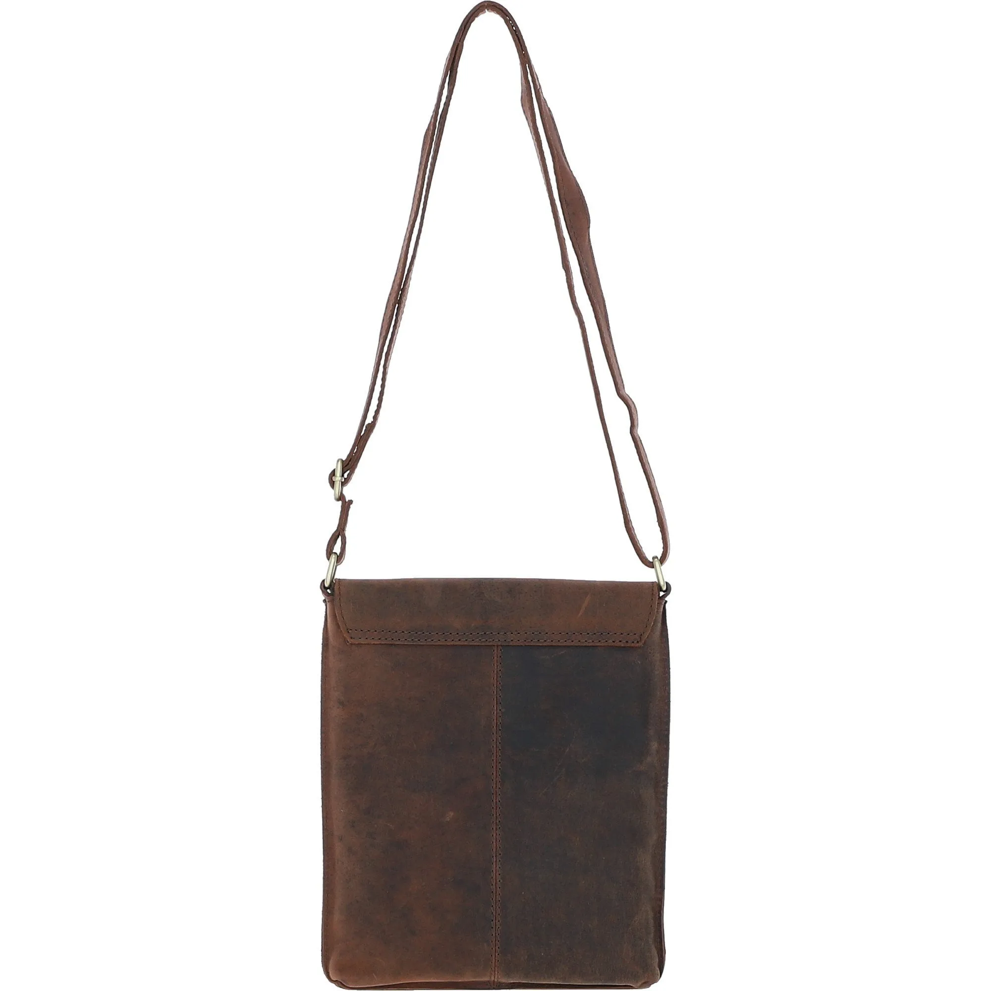 Womens  Flap Over Leather Cross Body Bag Mud/brown: Ela 1495