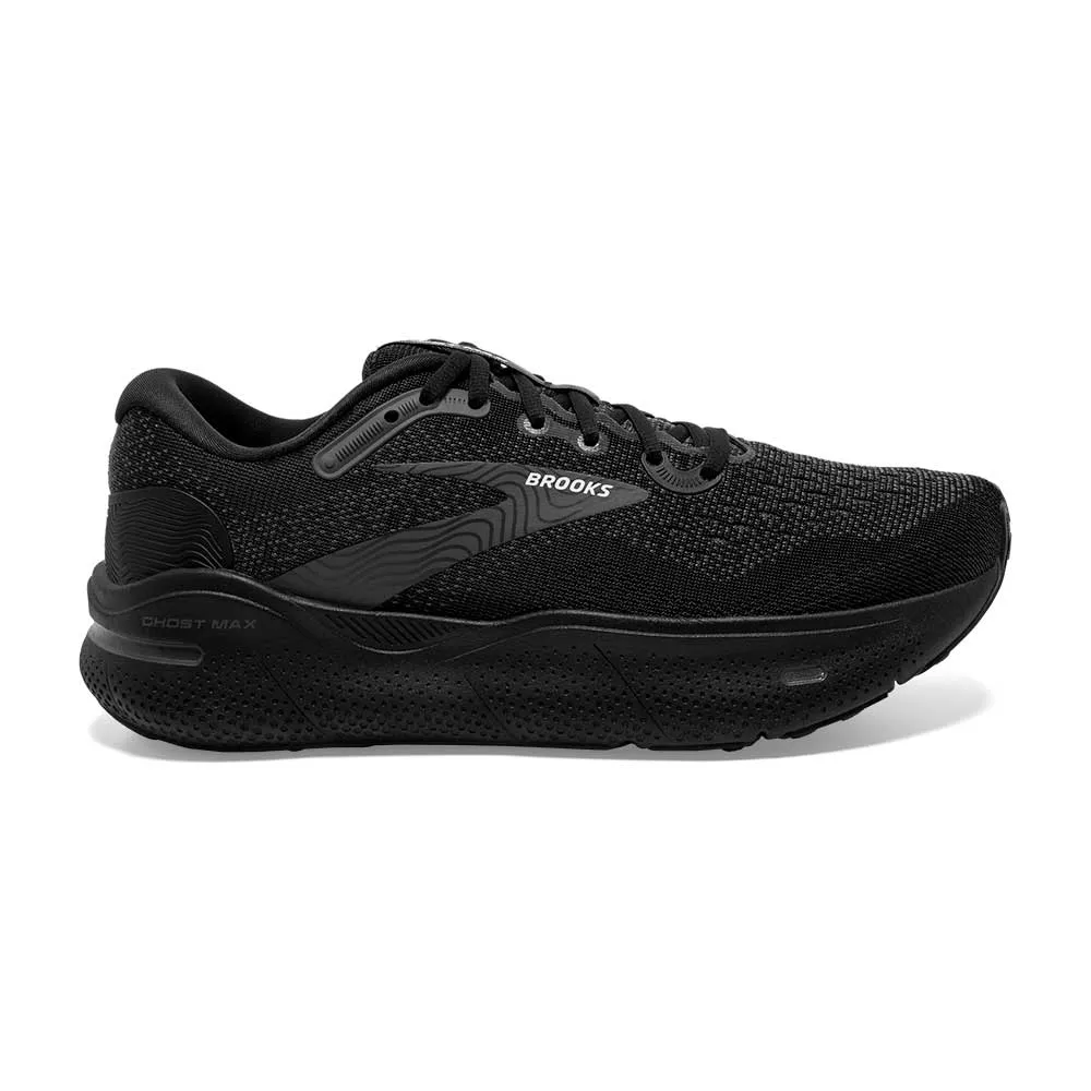 Women's Ghost Max Running Shoe - Black/Black/Ebony - Wide (D)