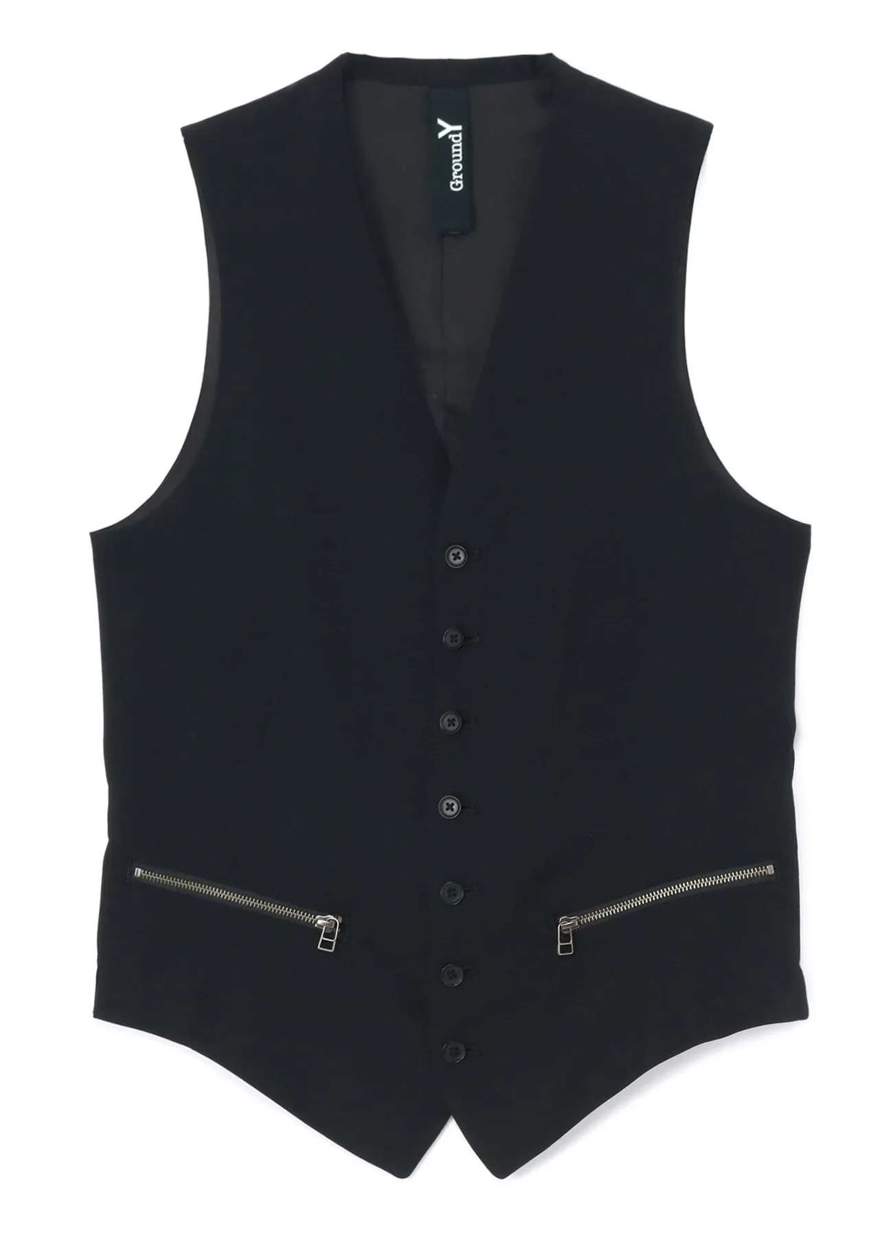 WOOL GABARDINE ZIPPER POCKET VEST