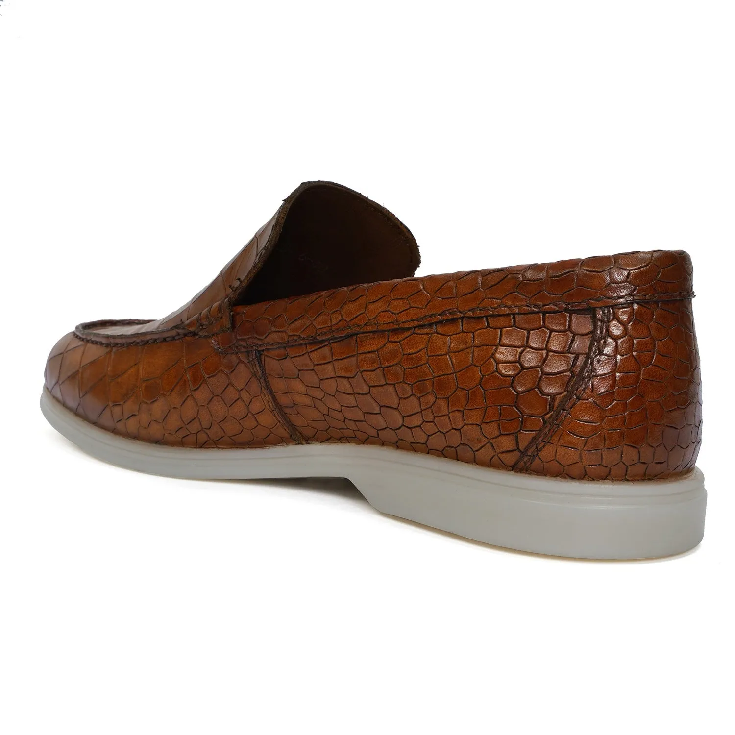 Yacht Slip-On Shoes in Croco Tan Leather